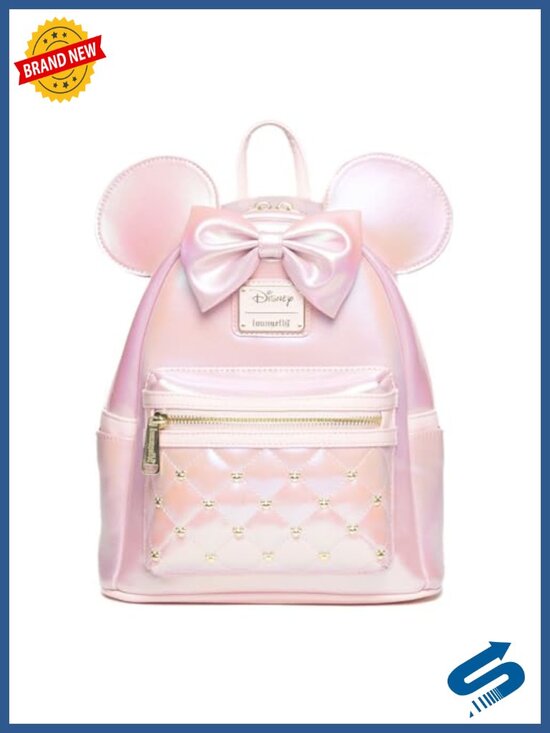 Faux Leather Iridescent Minnie Mouse Mini Backpack Adjustable Straps main image 5